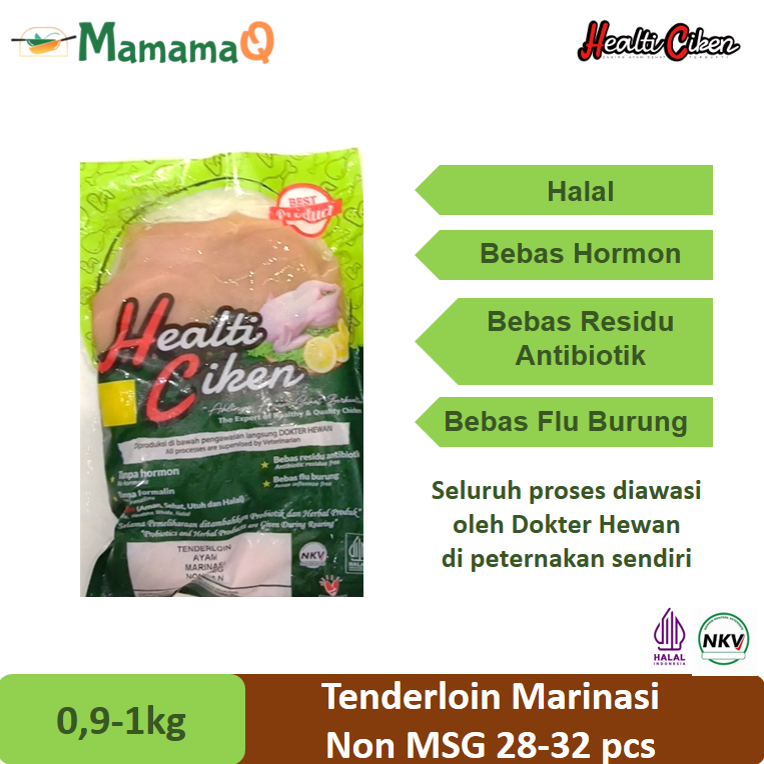 

HEALTI CIKEN HEALTHY CHICKEN Ayam Sehat Prebiotik Tenderloin Fillet Marinasi Non MSG Halal 0,9-1kg