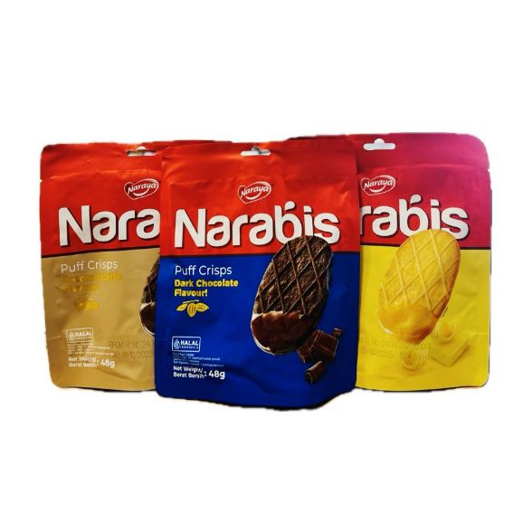 

Naraya Narabis PUFF CRISPS Biskuit Cookies Butter Coconut Latte Dark Chocolate 48G
