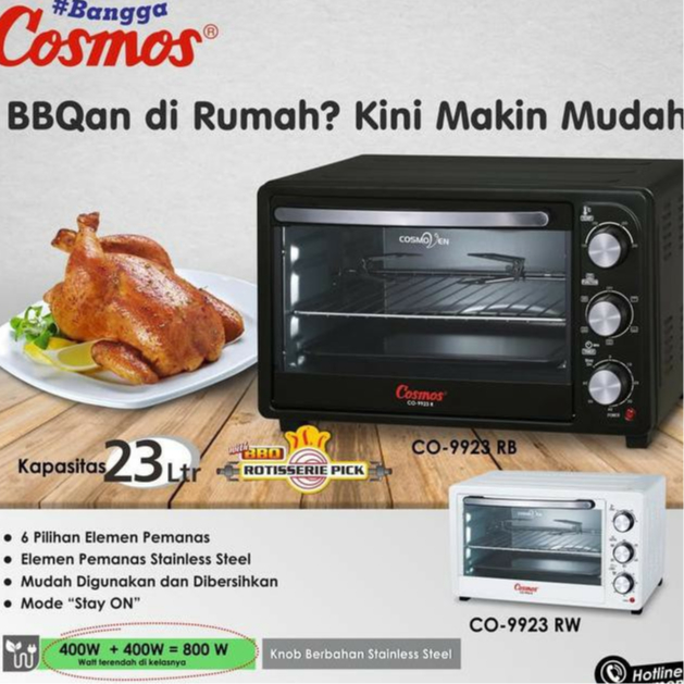 Cosmos Oven Listrik CO-9923 RB | Oven Listrik Cosmos 23 Liter CO-99223RB