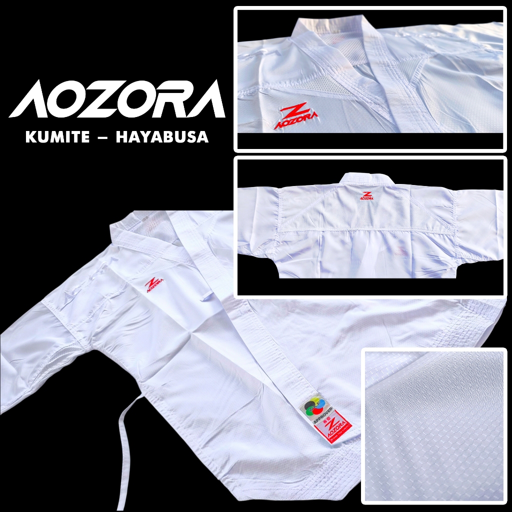 BAJU KARATE AOZORA KUMITE HAYABUSA WHITE - KARATEGI KUMITE AOZORA HAYABUSA - WKF STYLE