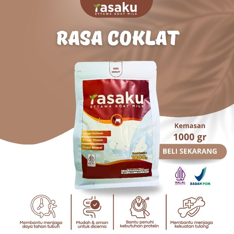 

susu kambing etawa bubuk rasaku 1 kg /1000 gr rasa coklat