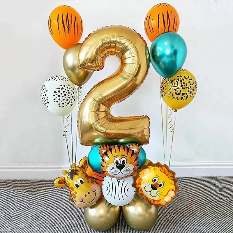 Balon Jerapah Singa Harimau Ultah // Acara Sekolah Jungle Theme // Animal Balloon Set Metal Latex Ba