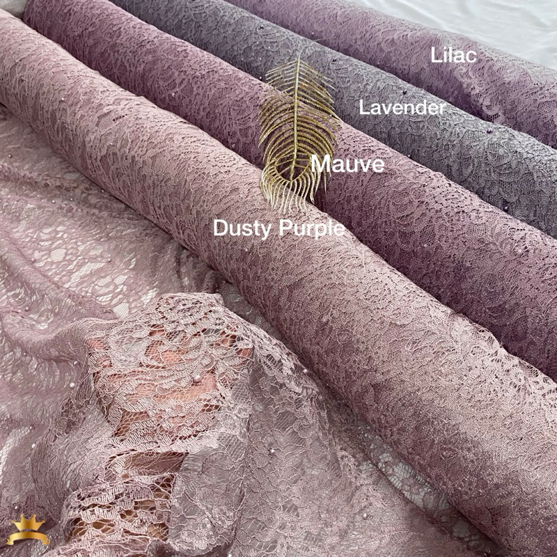 Kain Brokat Meteran Mutiara Gliter Motif Alena Premium Mewah Murah