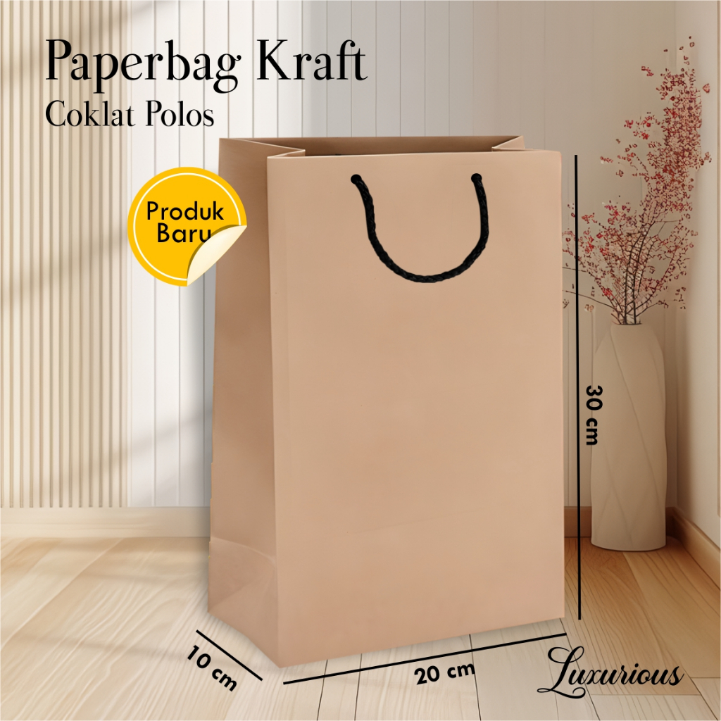 

TAS PAPERBAG SOUVENIR UKURAN 20 x 30 x 10 CM - PAPER BAG PERNIKAHAN BAHAN KERTAS KRAFT POLOS