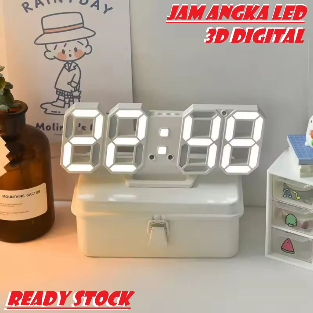 Jam LED Digital Alarm Clock 3D Jam Weker Meja Dinding LED Digital 3D