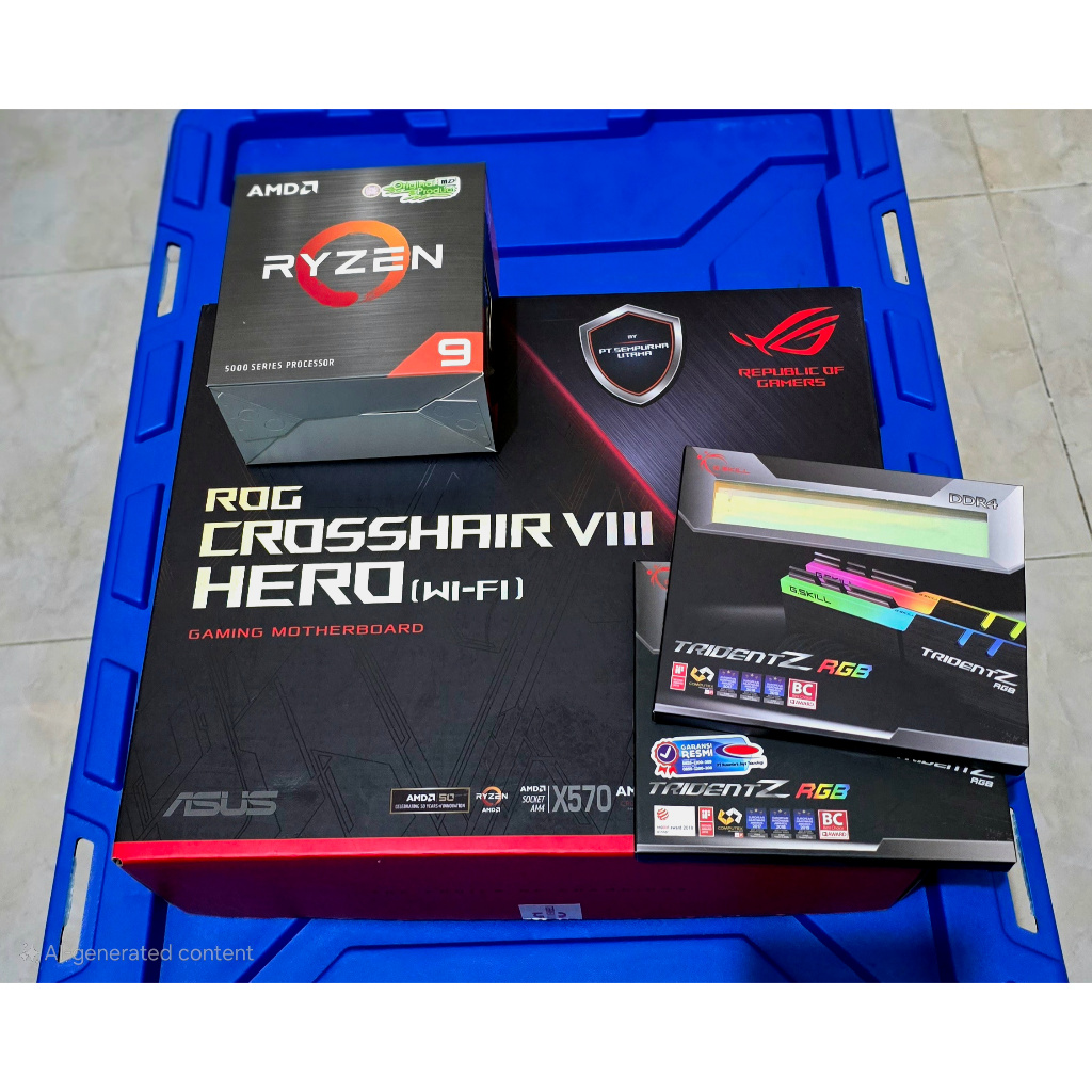 PC Motherboard ROG Crosshair VIII Hero X570 AM4 + CPU Ryzen 5950x + G.Skill TridentZ RAM 128GB DDR4 