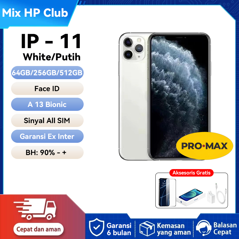 IP 11 PRO / IP 11 PRO MAX -  (imei terdaftar)  【White】- IP 11 PRO/IP 11 PRO MAX Second Bekas 64GB 25