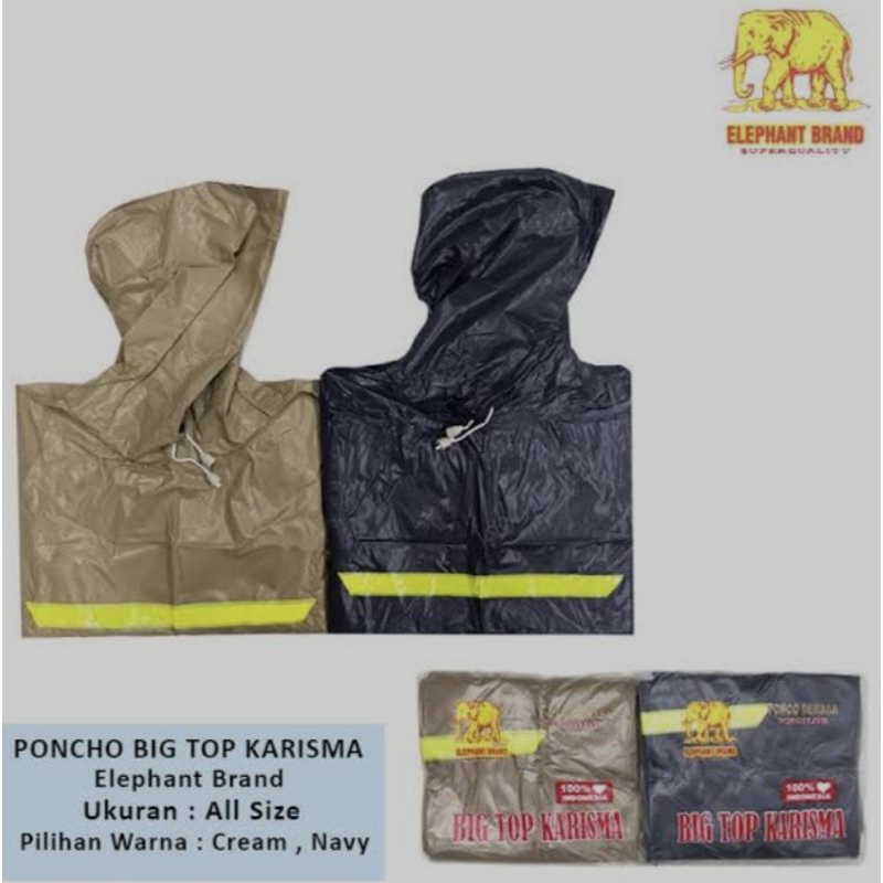 Jas Hujan Ponco Big Top Karisma tanpa lengan merk Gajah Elephant Brand