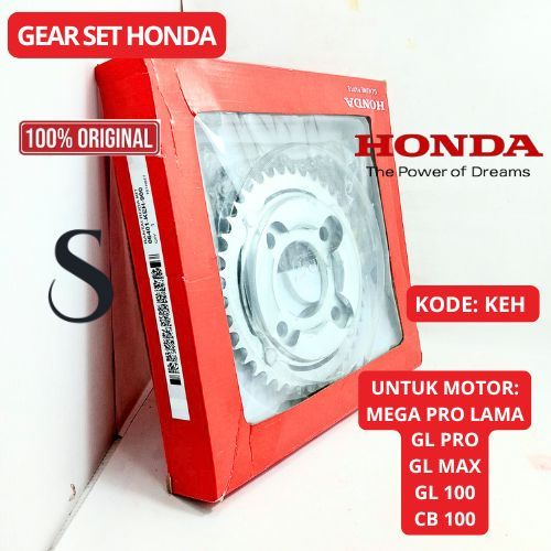 GEAR SET+RANTAI KODE-KEH ORI HONDA  MOTOR MEGAPRO LAMA-PRIMUS-GL-MAX-PRO NEOTECH ASLI PRESISI