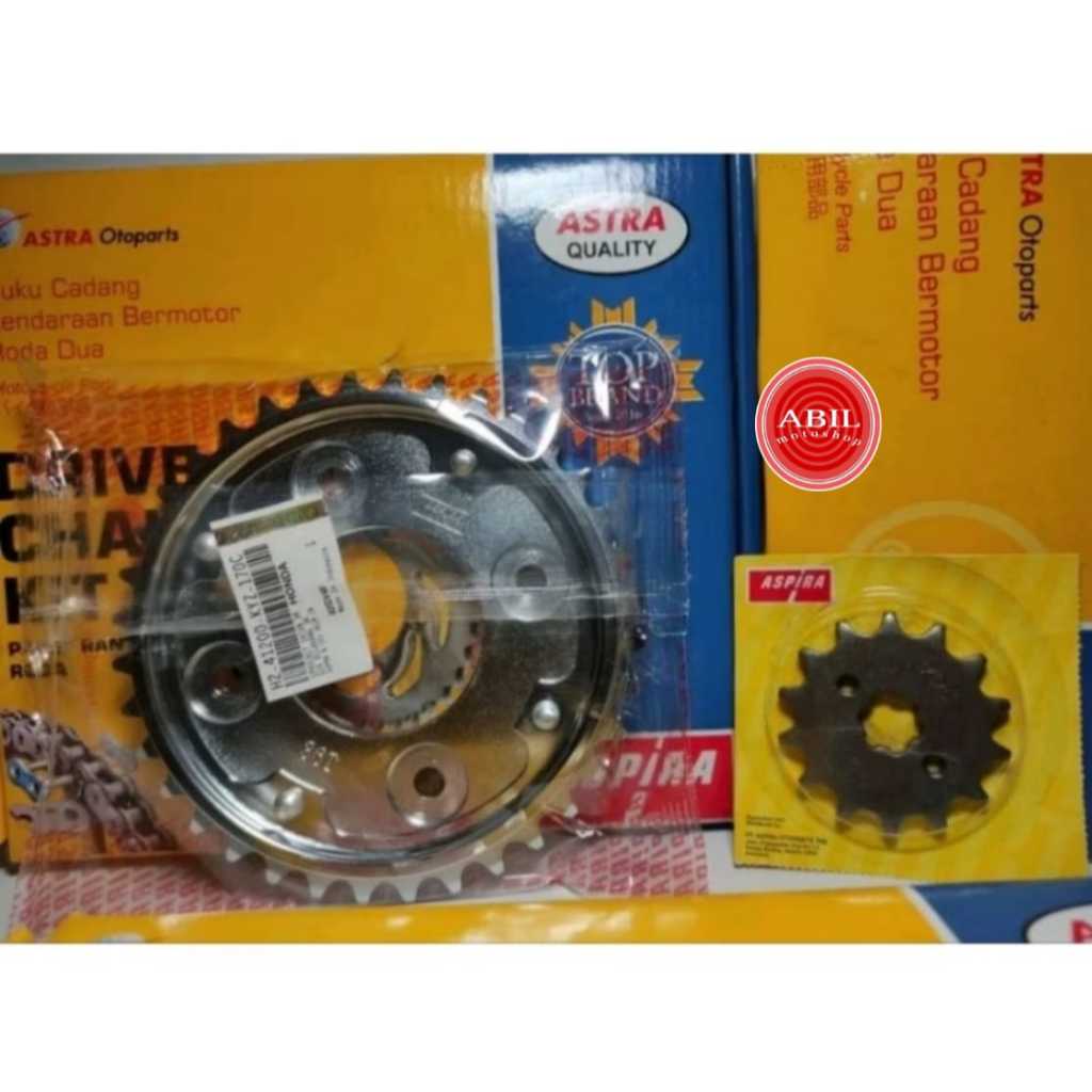 Gir set aspira supra x 125 fi helm in/gear satu set lengkap aspira