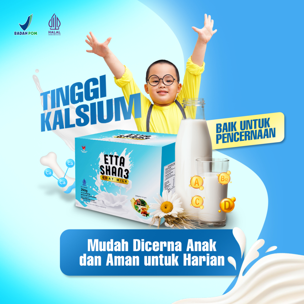 

Susu Kambing bubuk Etawa Asli – Tinggi Kalsium & Baik untuk Pencernaan | 1box 250gr