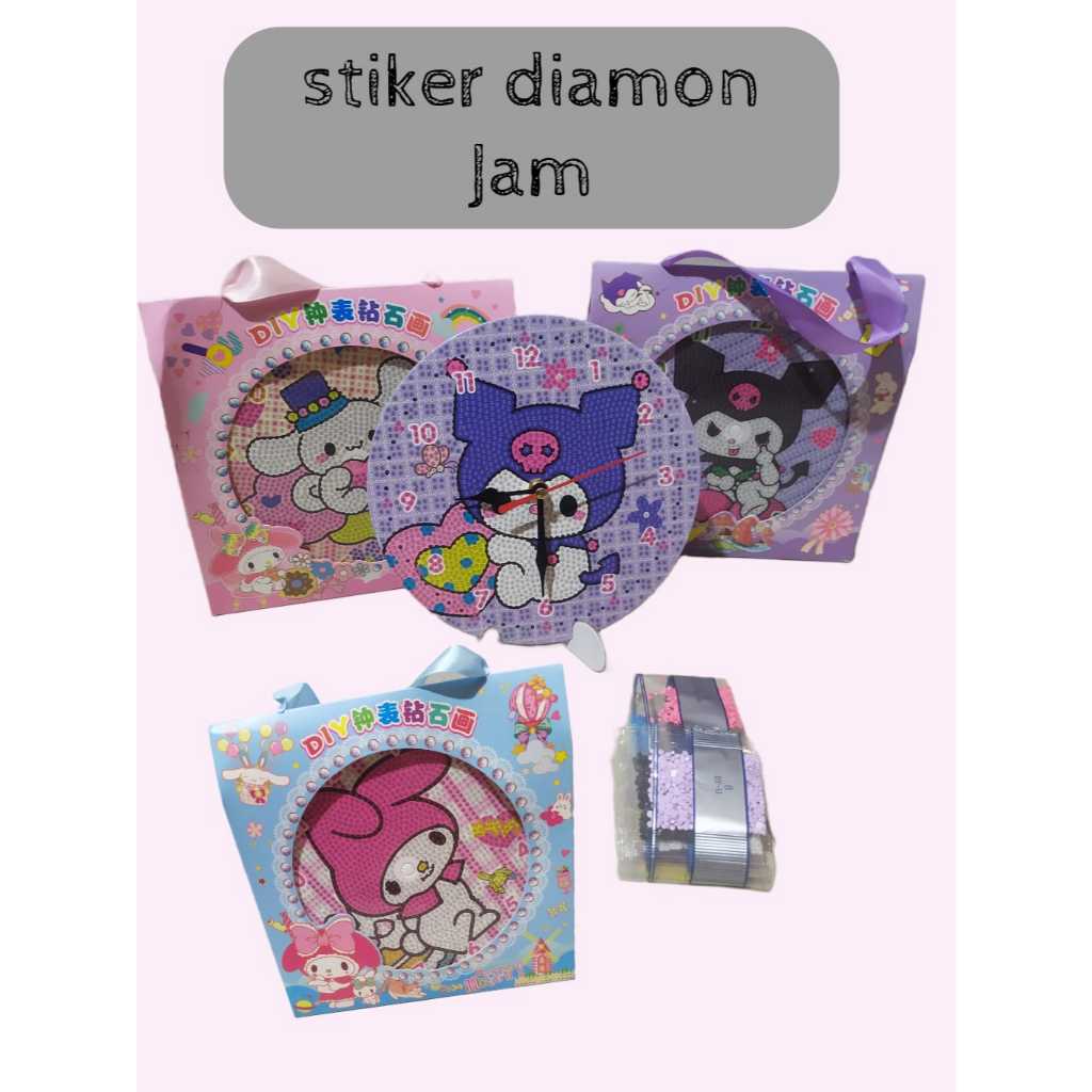 

Stiker Diamond Painting Jam DIY Dekorasi Kamar Anak Motif Sanrio