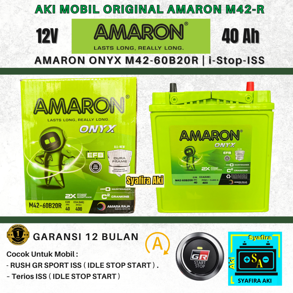 Aki Mobil AMARON M42R EFB 60B20R - Aki Mobil Terios Rush iStop ISS