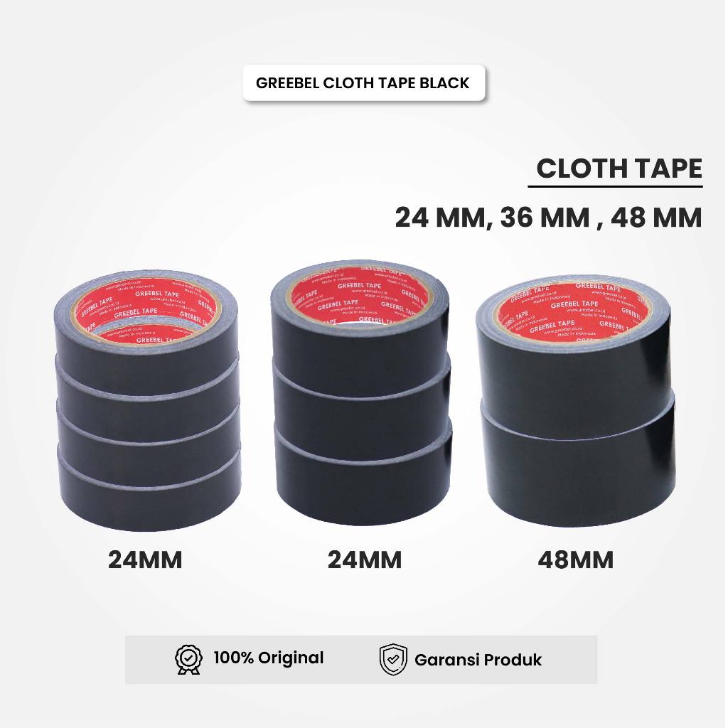 Lakban Kain Hitam Greebel 24MM 36MM 48MM Lakban Hitam Cloth Tape
