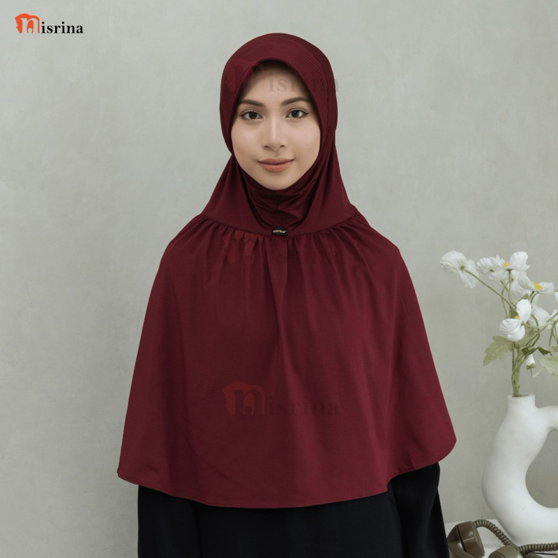 Nisrina Bergo Bintang Sakina - Kerudung Instan Pet Hijab Khimar Panjang Kerut Bahan Spandek Fashion 