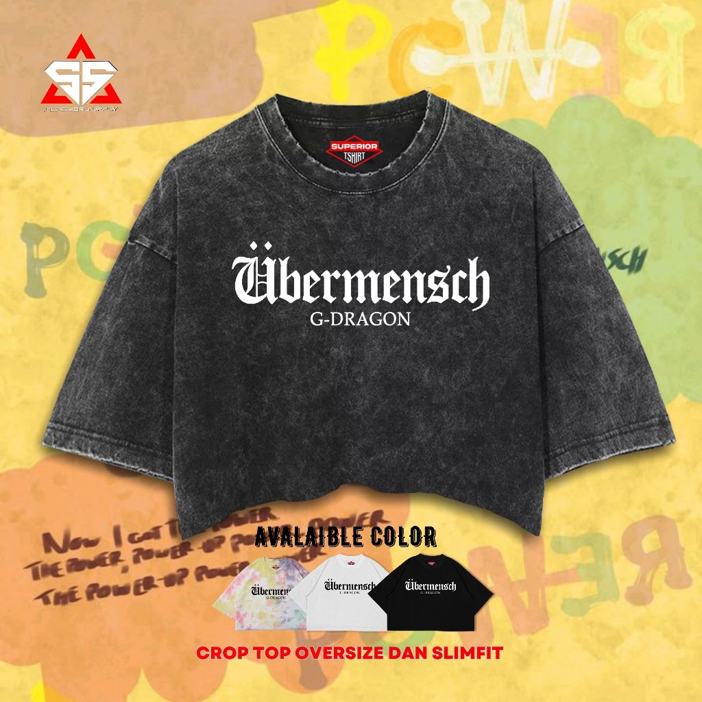 SUPERIOR Crop Tee G-Dragon Washed Tye Die Longsleeve Oversize Slimfit Crop Top GDRAGON-25