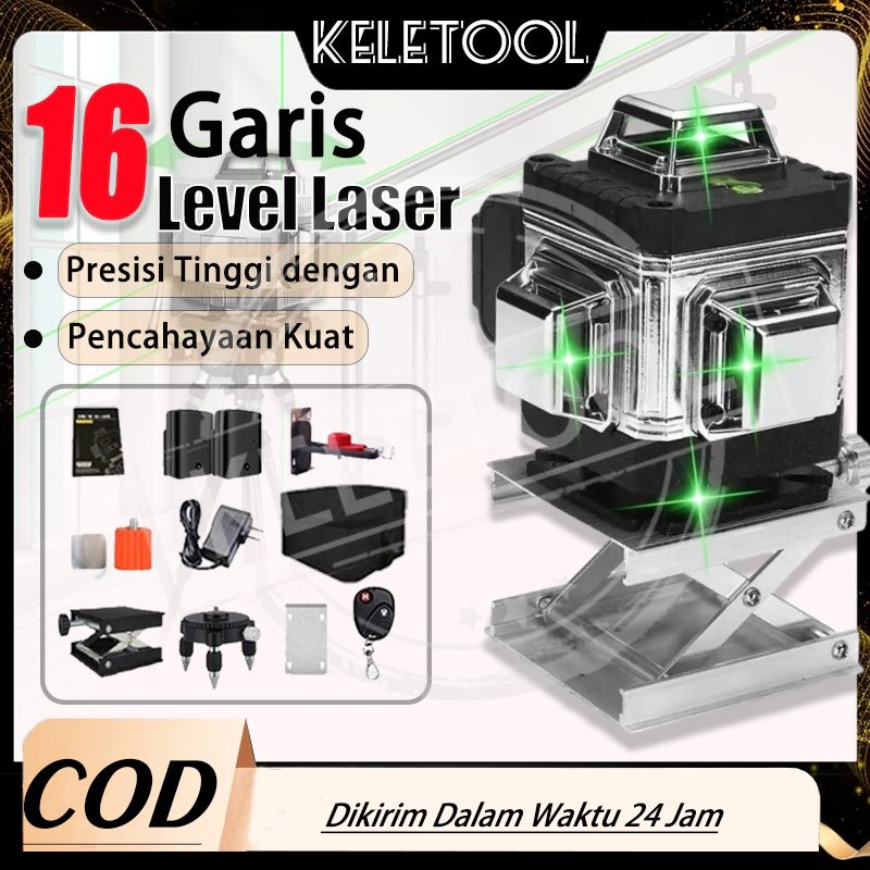 KELETOOL laser level bangunan waterpass laser multifungsi  tukang bangunan 4d 16 line digital metera