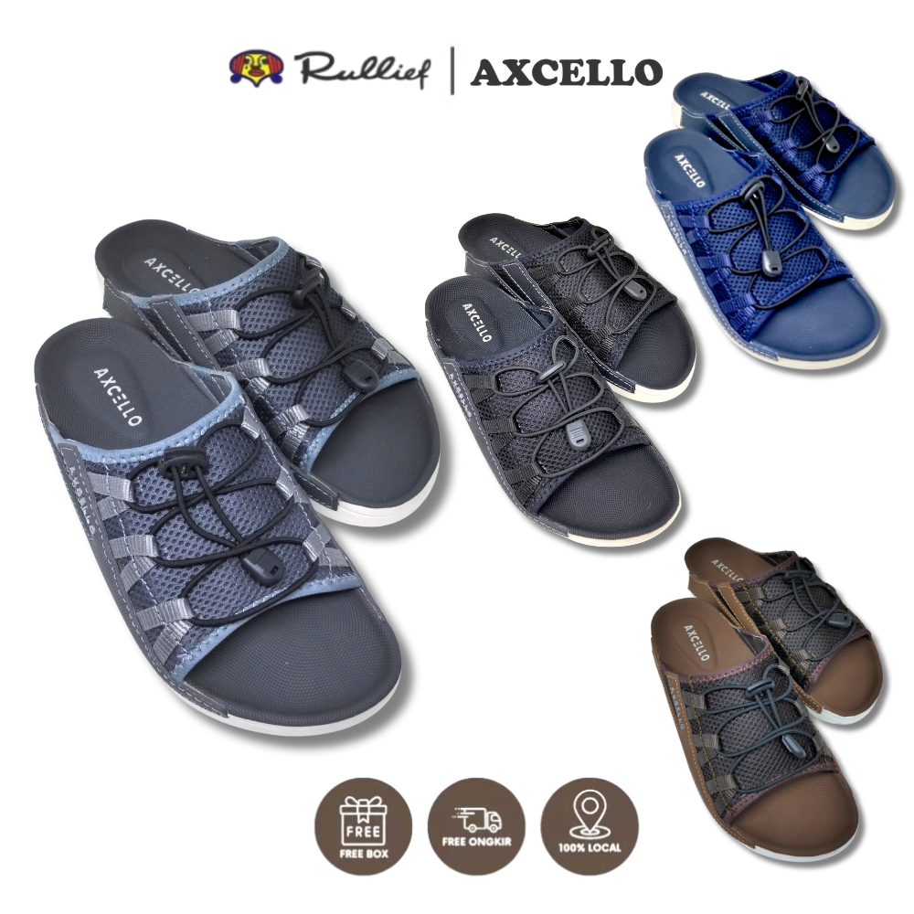 Rullief x Axcello - Sandal Pria Axcello DOF 37 - Sendal Casual Formal Cowok