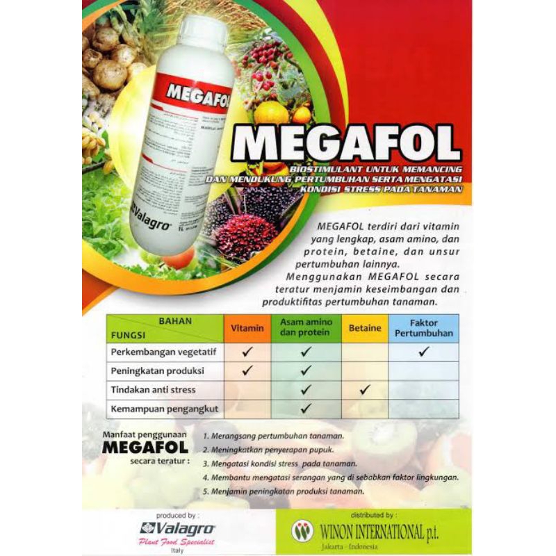Pupuk Daun MEGAFOL VALAGRO 250 ml Pupuk Daun dan Anti Stres Tanaman Dengan Kualitas Terbaik di Kelas