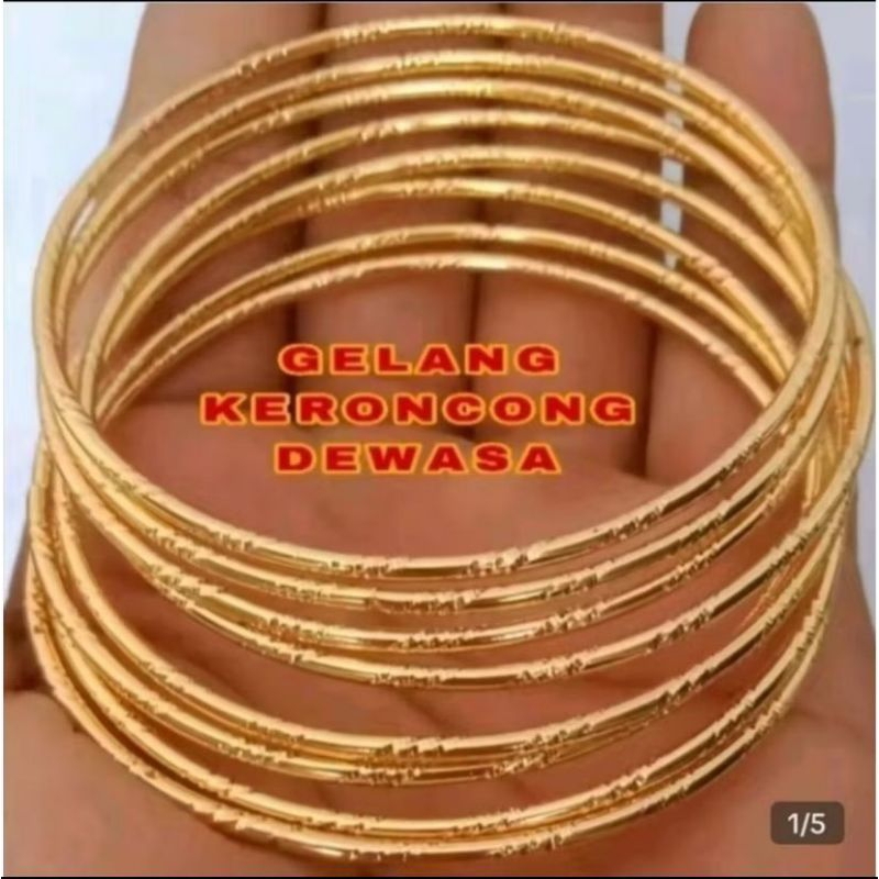 Gelang Keroncong Dewasa Warna Emas isi 6 pcs Bahan Koin Logam Anti Karat