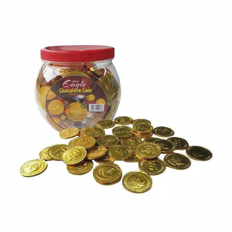 

Coklat Koin Euro Kemasan Toples/ Coklat Koin Emas Kecil Isi 180/ Coklat Bentuk Koin Emas 500Gr