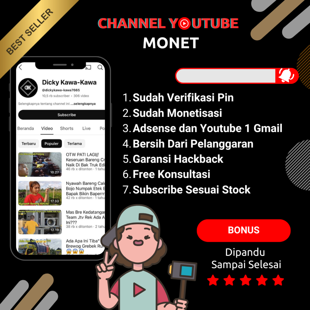 For Sale Channel YouTube Monetisasi + Akun Adsense