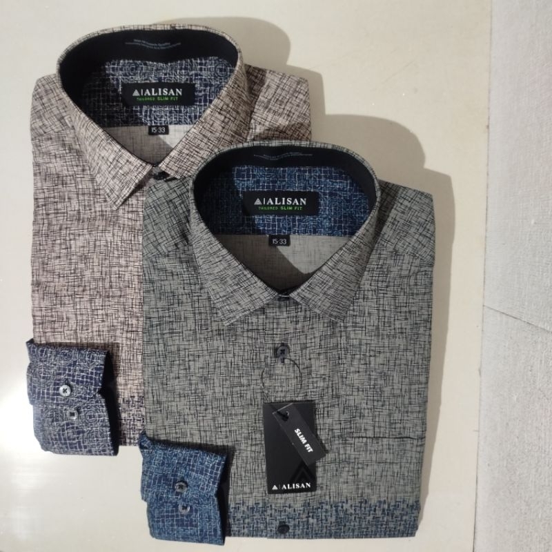 Alisan Printing Fashion Motif Gradasi Lengan Panjang Slimfit