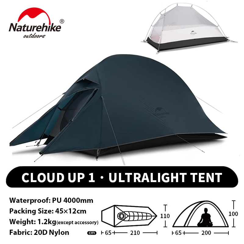Tenda Naturehike Cloud Up 1 20D Upgrade NH18T010-T Tenda Ultralight Solo Hiking Tenda Camping 1 Oran