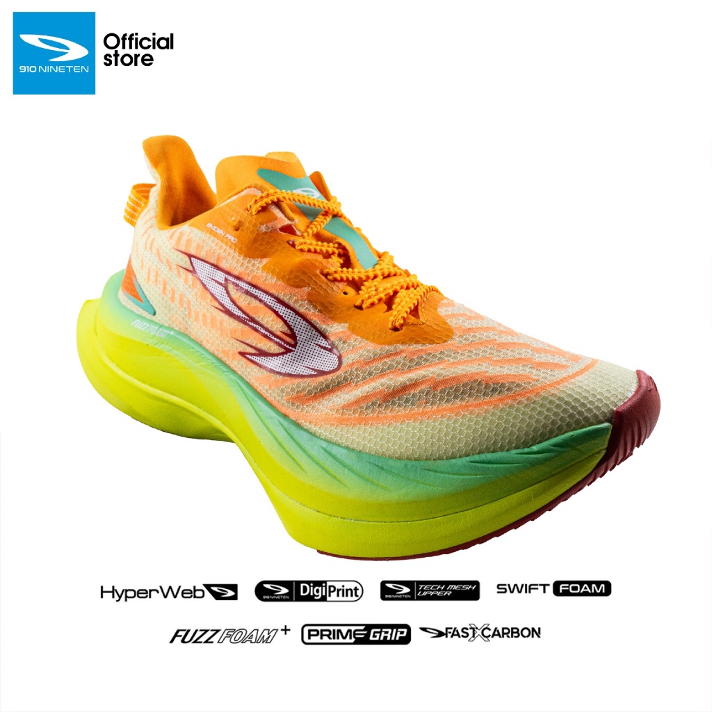 Sepatu Running Geist Ekiden Pro Oranye/Hijau-Mint/Hijau-Neon