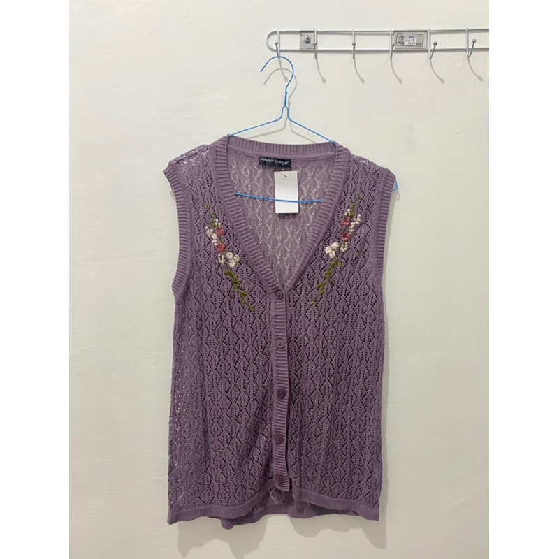 Vest rajut bangkok rajut bunga rajut kancing depan