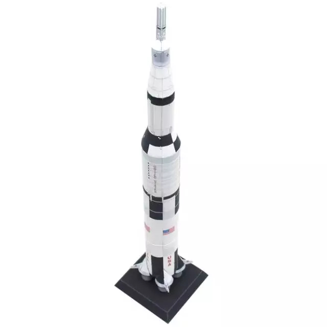 DIY Papercraft Roket Saturn V Pola Kerajinan Kertas