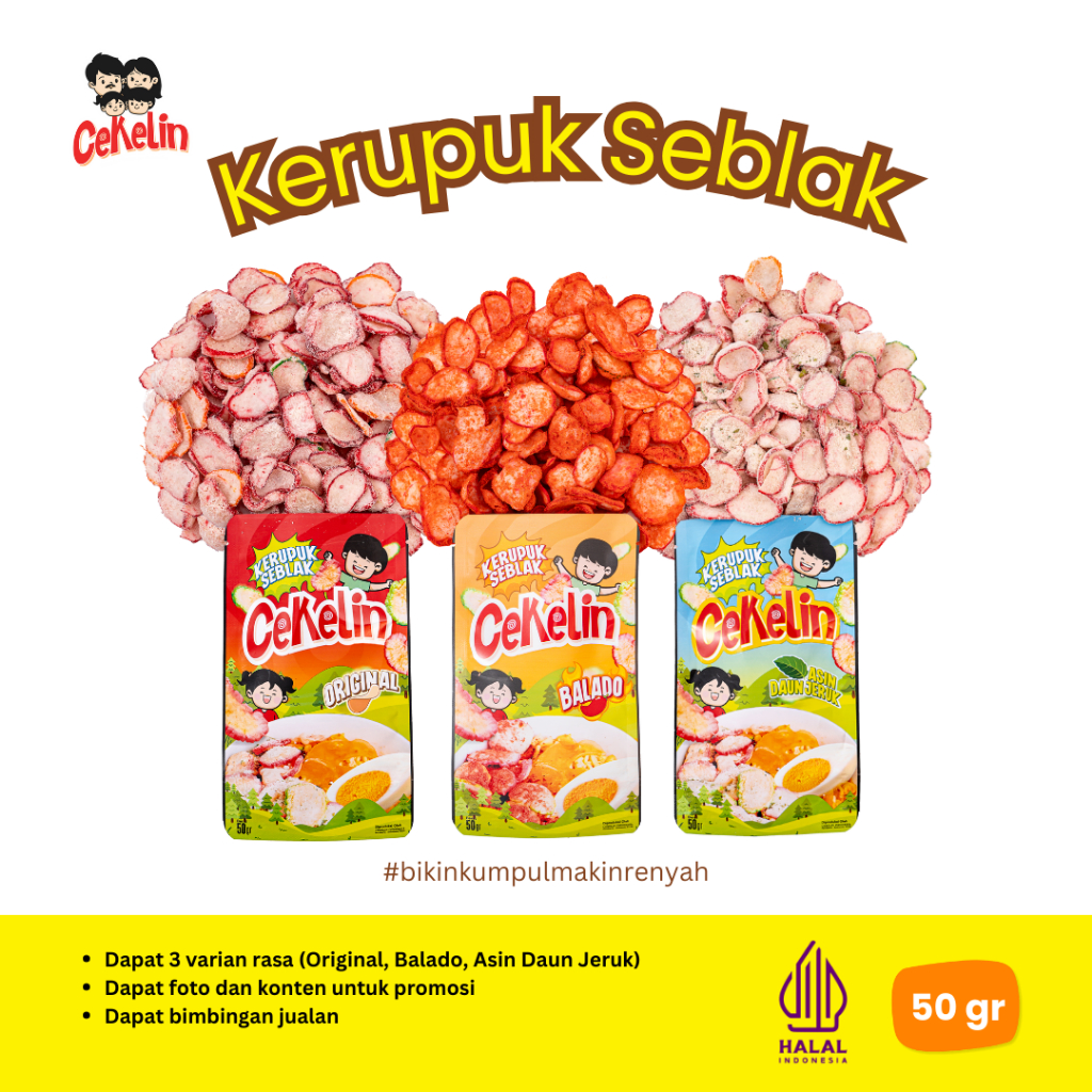 

CEKELIN Cemilan Kerupuk Seblak - Isi 50gr Beli 4 Hemat Banyak Gratis Ongkir