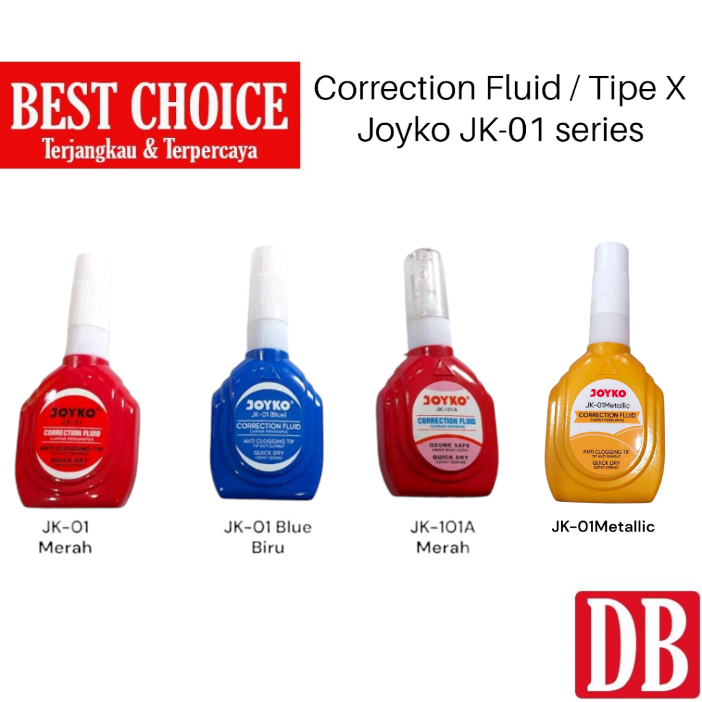 

Correction Fluid / Tipe X Cair / Tipex / Tip-Ex Joyko JK-01 / JK-01 Blue / JK-101A / JK-01Metallic