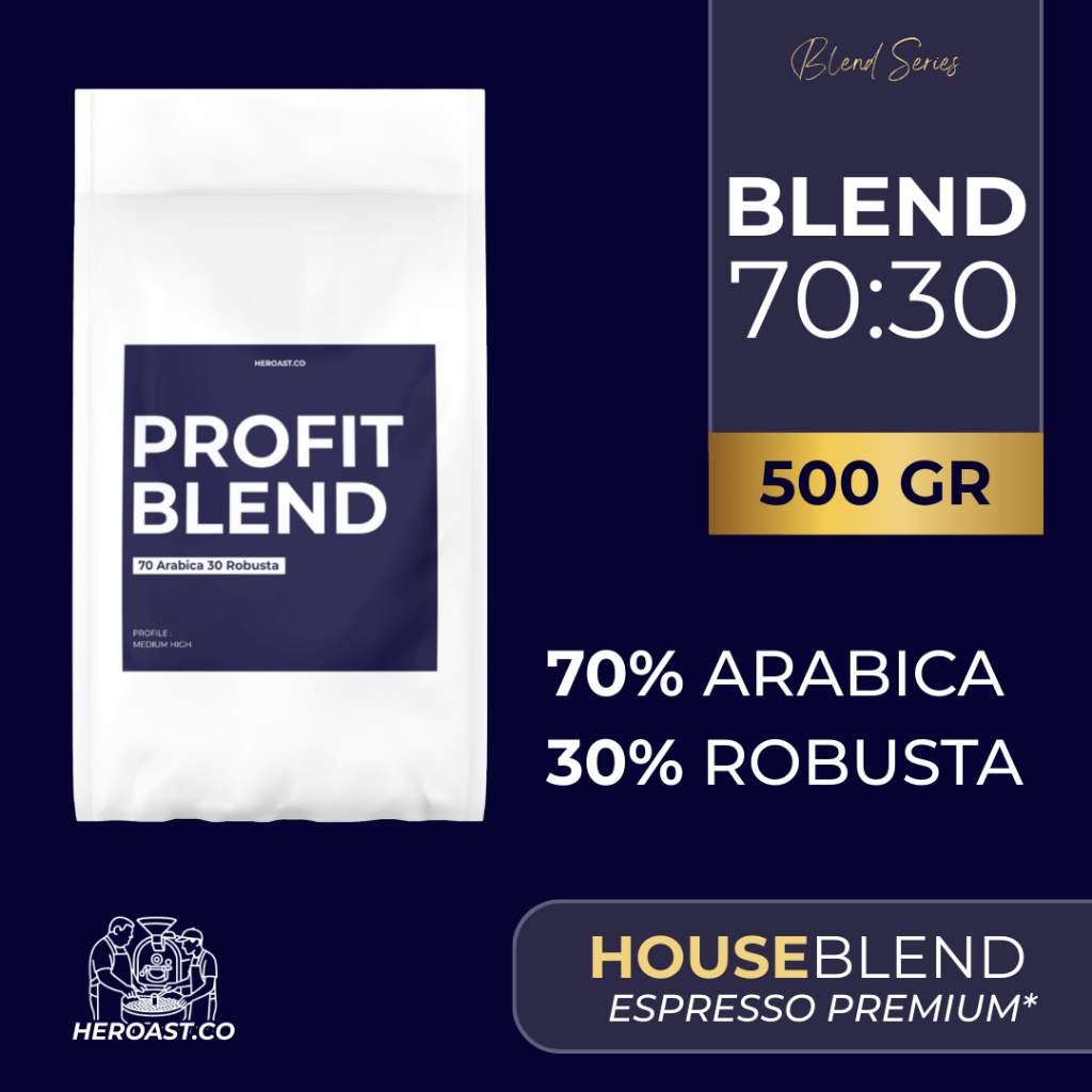 

Kopi Arabika Robusta (Biji/Bubuk) PROFIT BLEND Kopi Susu Espresso Blend 500gr - Heroast Coffee Roastery