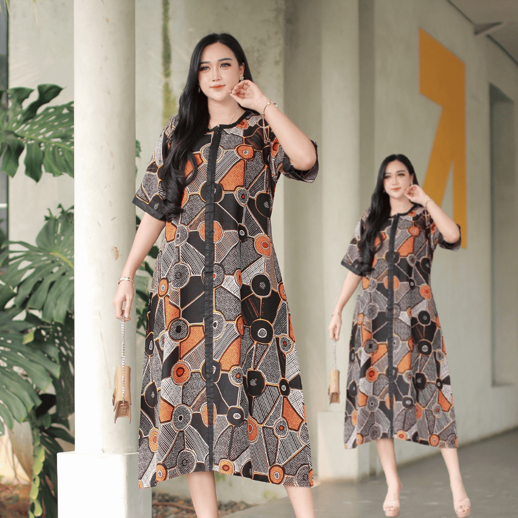 Daster Gaun Batik Wanita Lengan Pendek Busui Bumil Rayon Premium Kekinian