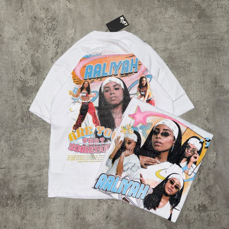 Baju Kaos Oversize AALIYAH Are You That Somebody - T Shirt Vintage Aaliyah Oversized White