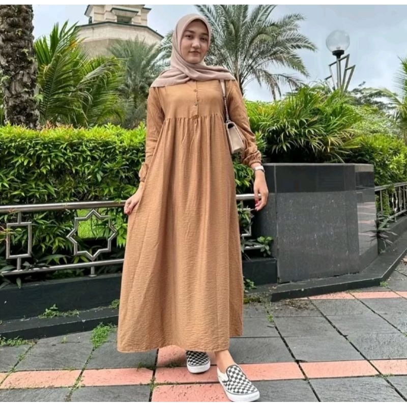 gamis dress gamis MIDI bahan polo linen