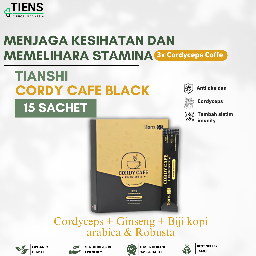 

Cordy Cafe Black Coffee Tiens Tianshi Kopi Stamina Laki Laki Pria Kopi Gingseng Kopi Hitam Cordyceps