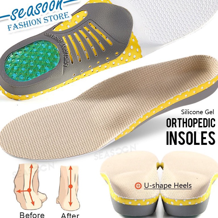KODE I68Y Premium Orthotic Gel Sol Ortopedi Datar Kaki Kesehatan Sole Pad Untuk Sepatu Insert Arch D