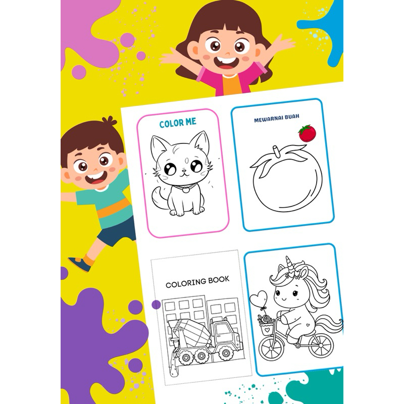 

20pcs KERTAS MEWARNAI ANAK TEBAL 100gsm / UKURAN A5