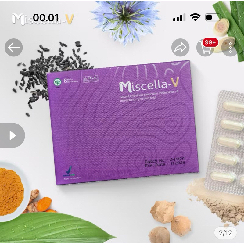 NEW/PRELOVED ORI MISCELLA-G Miscella-V Jamu Kapsul Herbal Lancar Siklus Wanita & Nyeri Menstruasi Ke