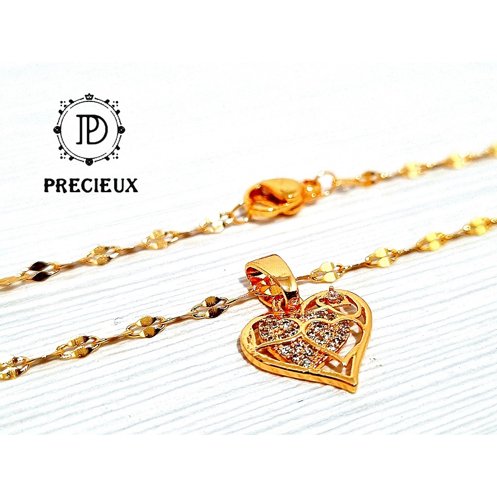 Kalung Titanium Wanita Premium Luxury Gold Spade Ion Plated Titanium Necklace " Precieux Indonesia "