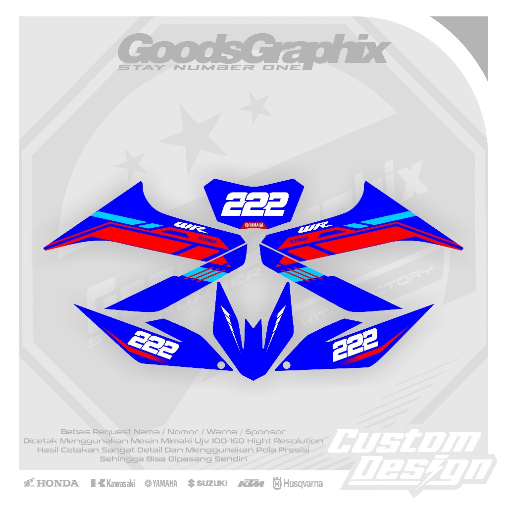 Striping wr 155 simple biru merah - Decal Custom wr 155