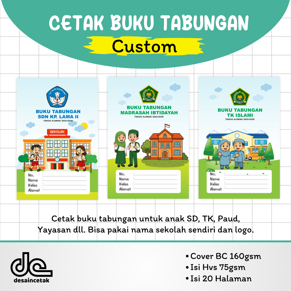

Buku Tabungan Costum Sekolah Hari Raya Arisan Dll