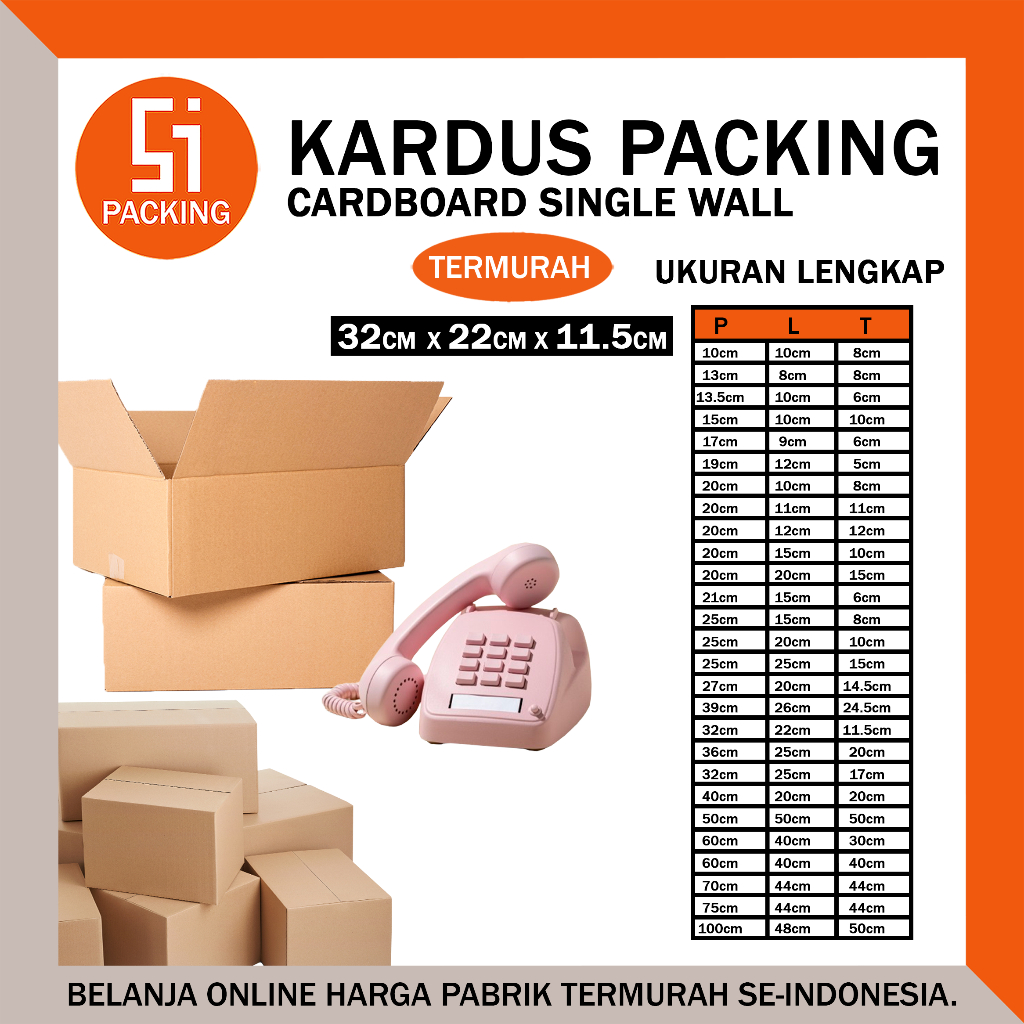 

Kardus Packing Karton Box 32x22x11.5 cm Dus Single Layer Coklat Polos Tebal Termurah - Rusfet 32 x 22 x 11.5 cm