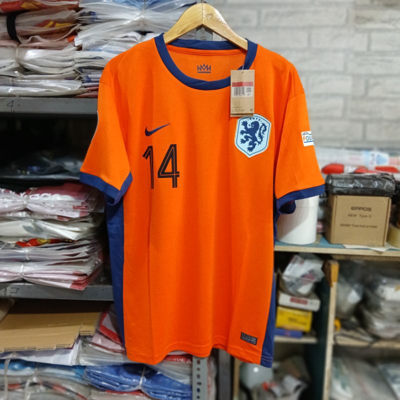 JERSEY BELANDA HOME EURO 2024 + PATCH EURO + NAMESET (RIJNDRES NO.14) GO