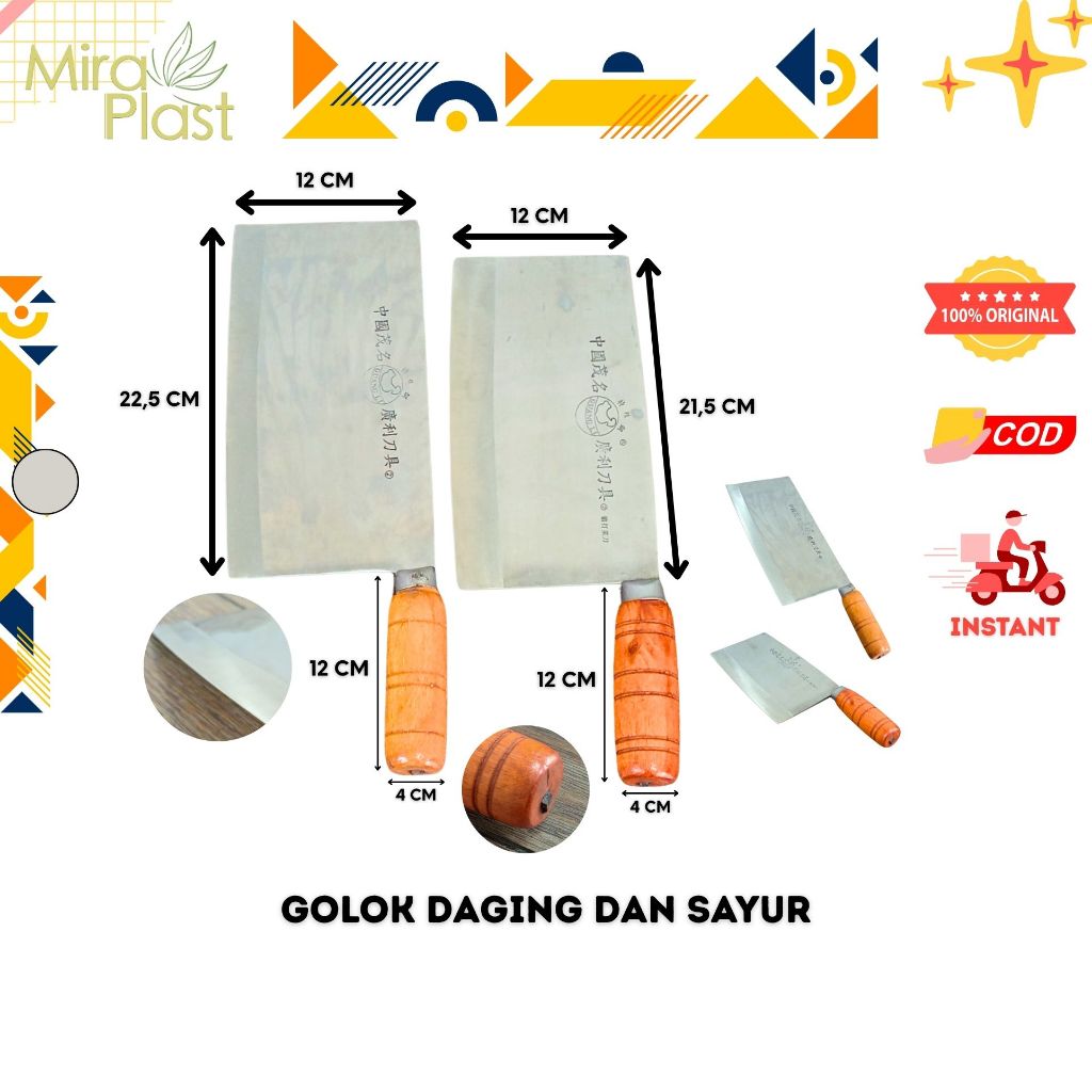 PISAU DAGING CLEAVER/GOLOK GOBANG SUPER TAJAM/GOLOK DAPUR DAGING TULANG DAN SAYUR STAINLESS STEEL