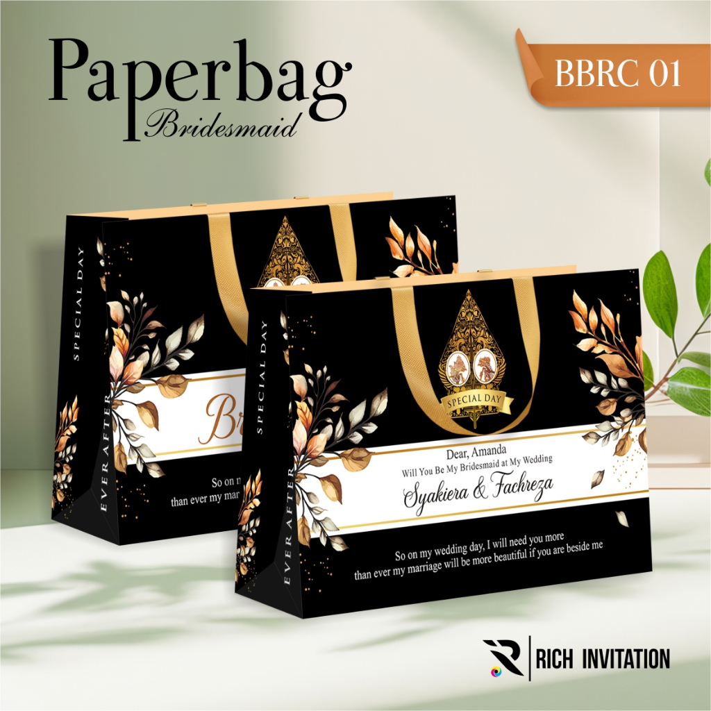 

TAS / PAPERBAG BRIDESMAID MEWAH BAHAN BRIEF CARD - PAPERBAG BRIDESMAID CUSTOM - TAS BBRC