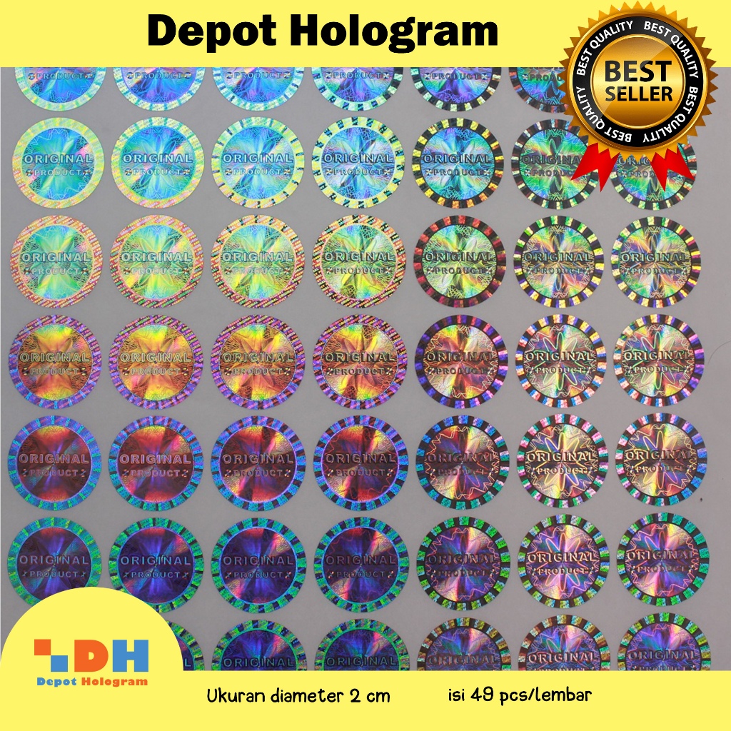 

Pkt Stiker Hologram 3D New original Product SILVER uk.d. 2 cm - 50 lbr