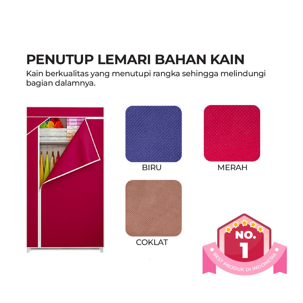 Promo Lemari Portable+Gantungan Baju Lemari Kain Resleting Bisa Di Gulung
